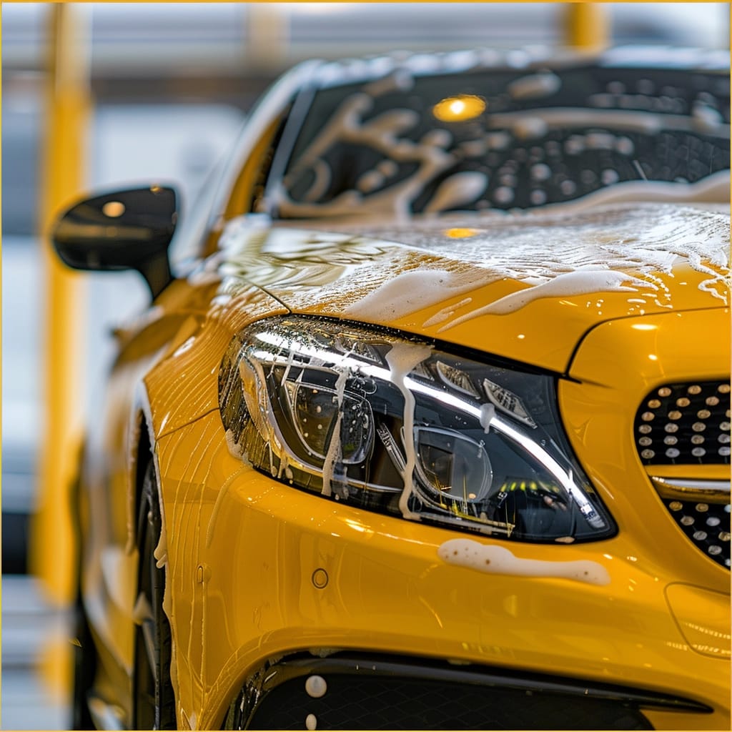 Luxury Car Being Cleaned By A Valet Service