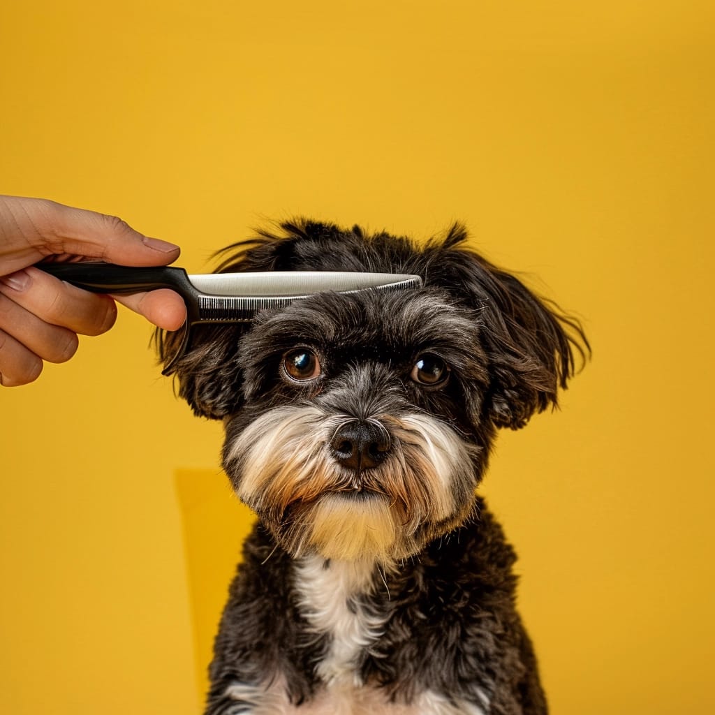 Cute Dog Being Grommed