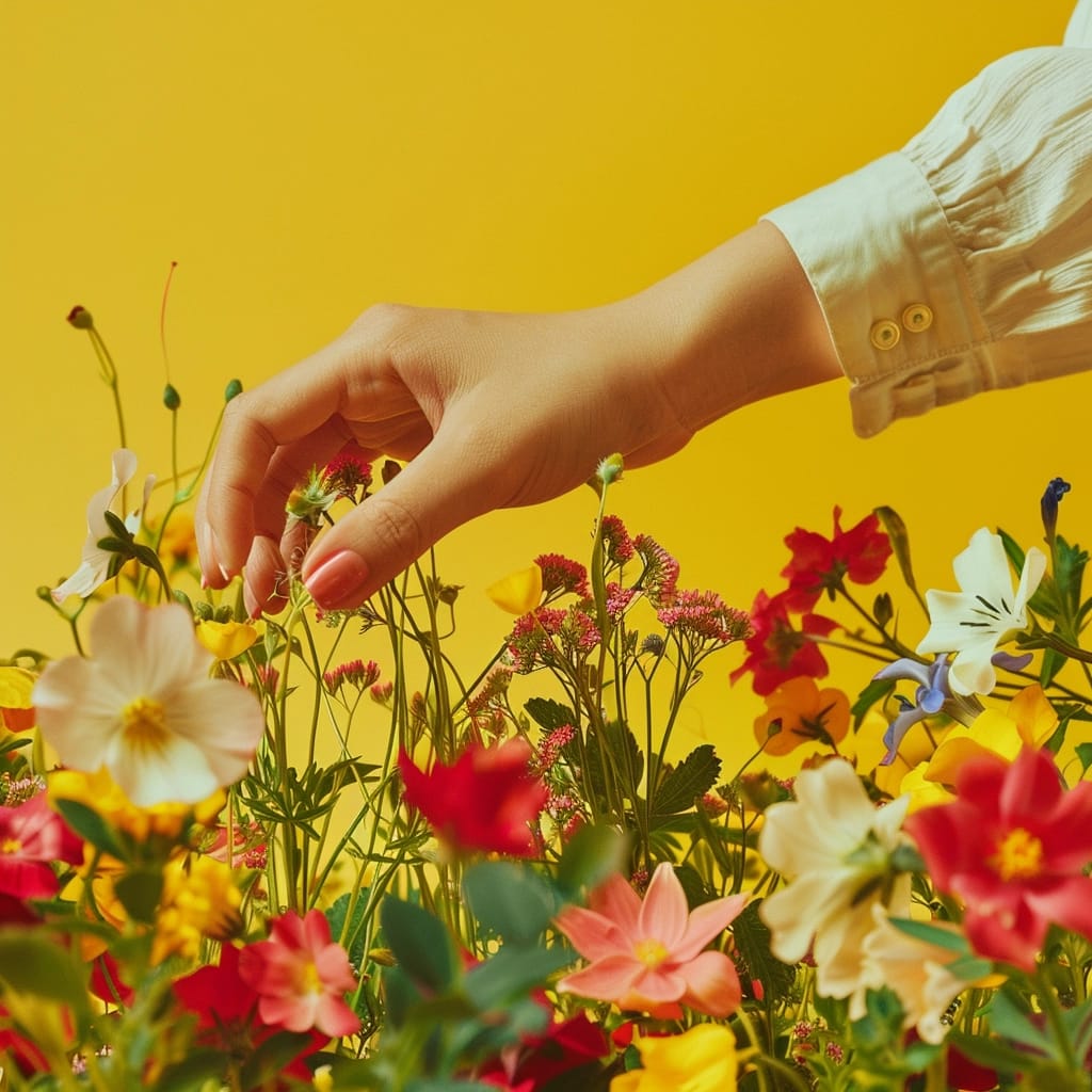 Florest Making An Arrangement Of Colourful Flowers