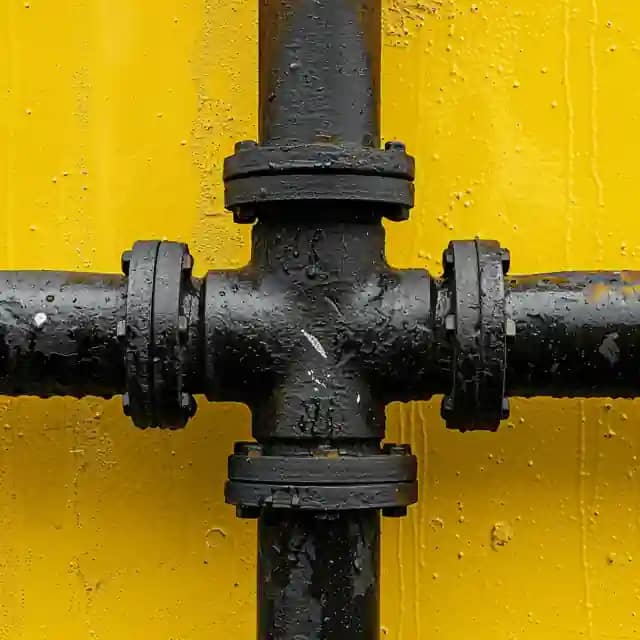 Black Galvinised Pipe And Fittings On A Yellow Background